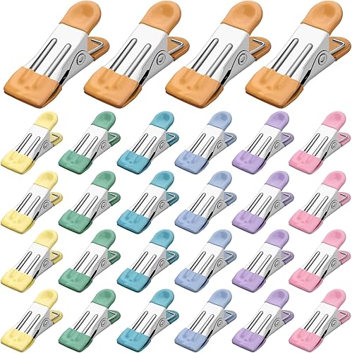 Alfileres de ropa, paquete de 28 alfileres para colgar ropa, clips de chips de colores, alfileres de ropa resistentes al aire libre, mini pinzas de