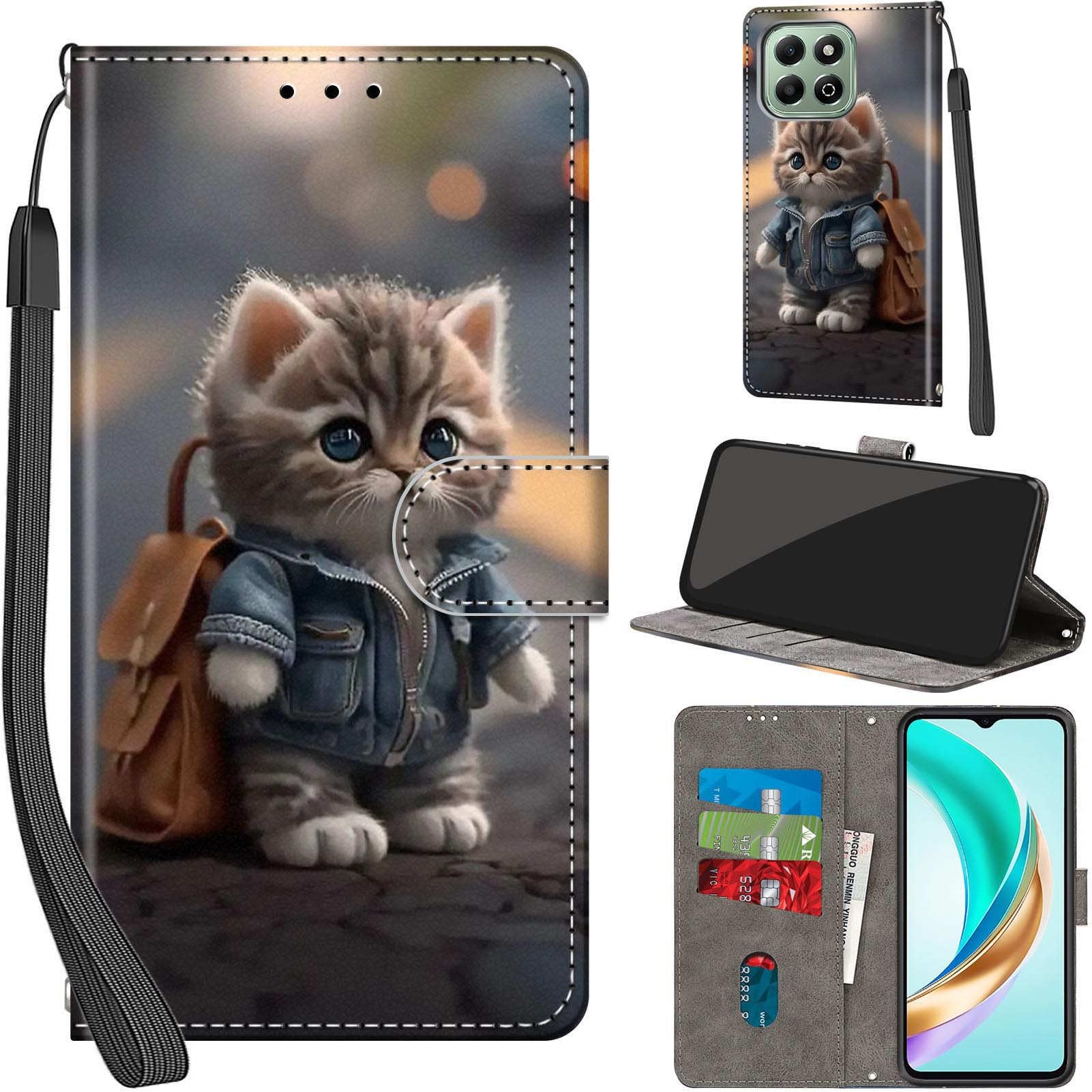 SEAHAI Cover per Honor X6b, Ultra Sottile Custodia Premium PU Pelle Portafoglio Kickstand Slot per Schede [RFID Blocking] TPU Antiurto Flip Cover Libro - Blu