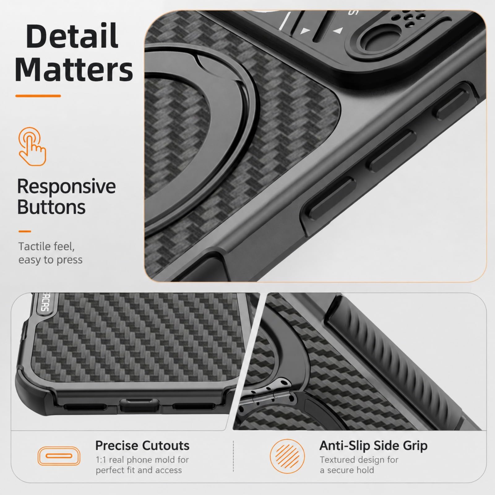 Funda para iPhone 17 Pro MAX con Anillo Giratorio y Soporte, Azul