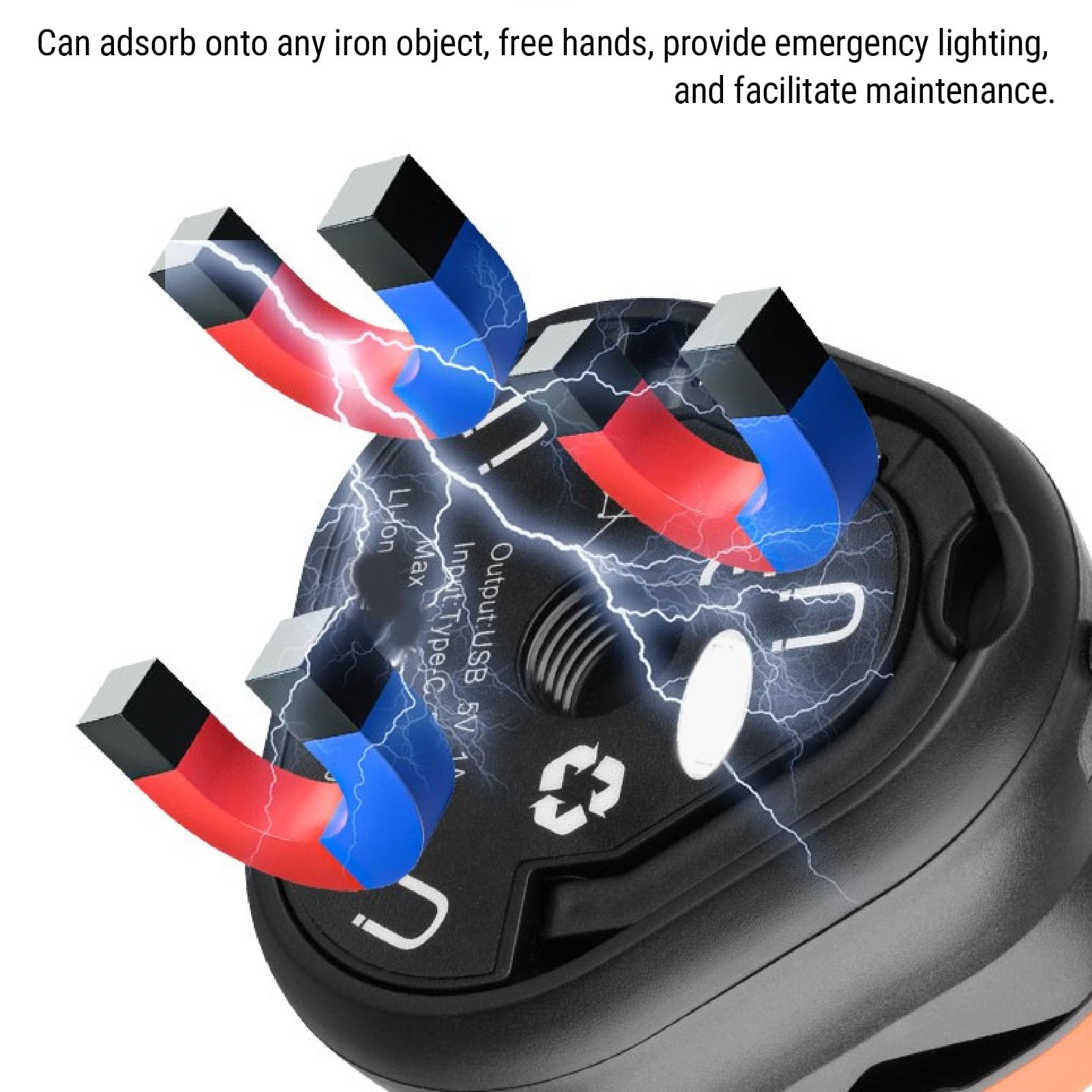 Generic Lampe de Camping Rechargeable avec Trépied, Conception Magnétique Pliable pour les Urgences et les Pannes de Courant (ORANGE)