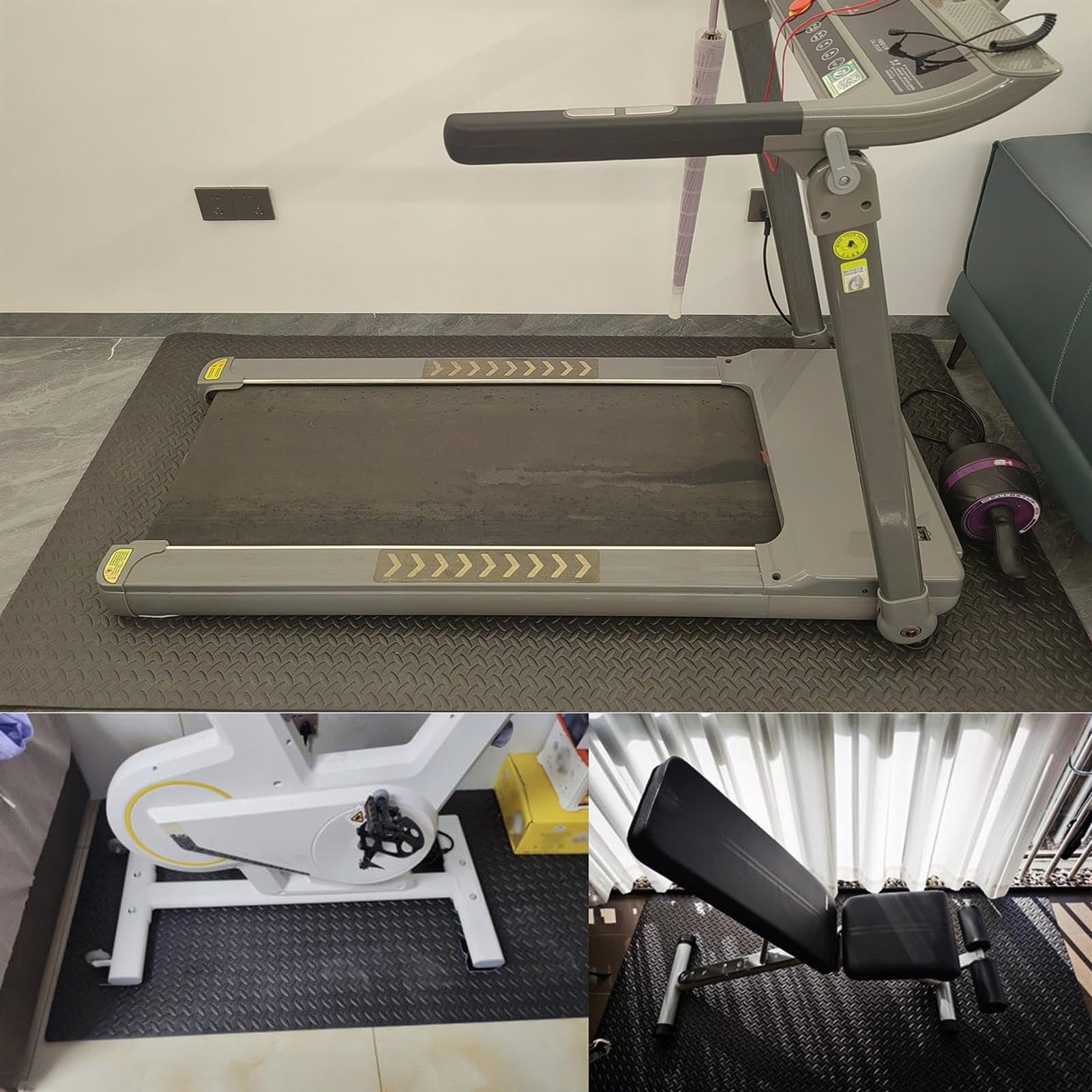 Materassino Insonorizzante, Tappetino Antivibrante, Tappetino Ammortizzante per Tapis Roulant, Tappetino di Protezione del Pavimento, per Cyclette/Cross Trainer/Vogatore