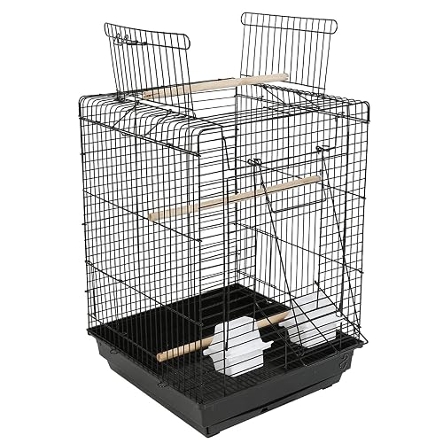 Jaula para Pájaros de Metal con Comederos Perchas Columpio y Bandeja Extraíble para Canarios Periquitos (40 *…