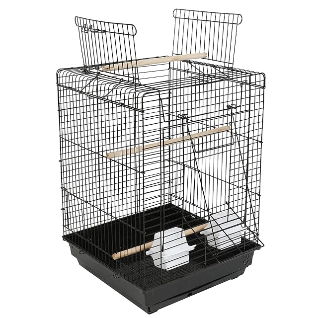 Jaula para Pájaros de Metal con Comederos Perchas Columpio y Bandeja Extraíble para Canarios Periquitos (40 *…