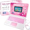Kids Laptop Educational Toy, 48 Learning Activities, 15x8cm Colour Screen, Maths English Music Games, Boys & Girls Age 5+, Pink