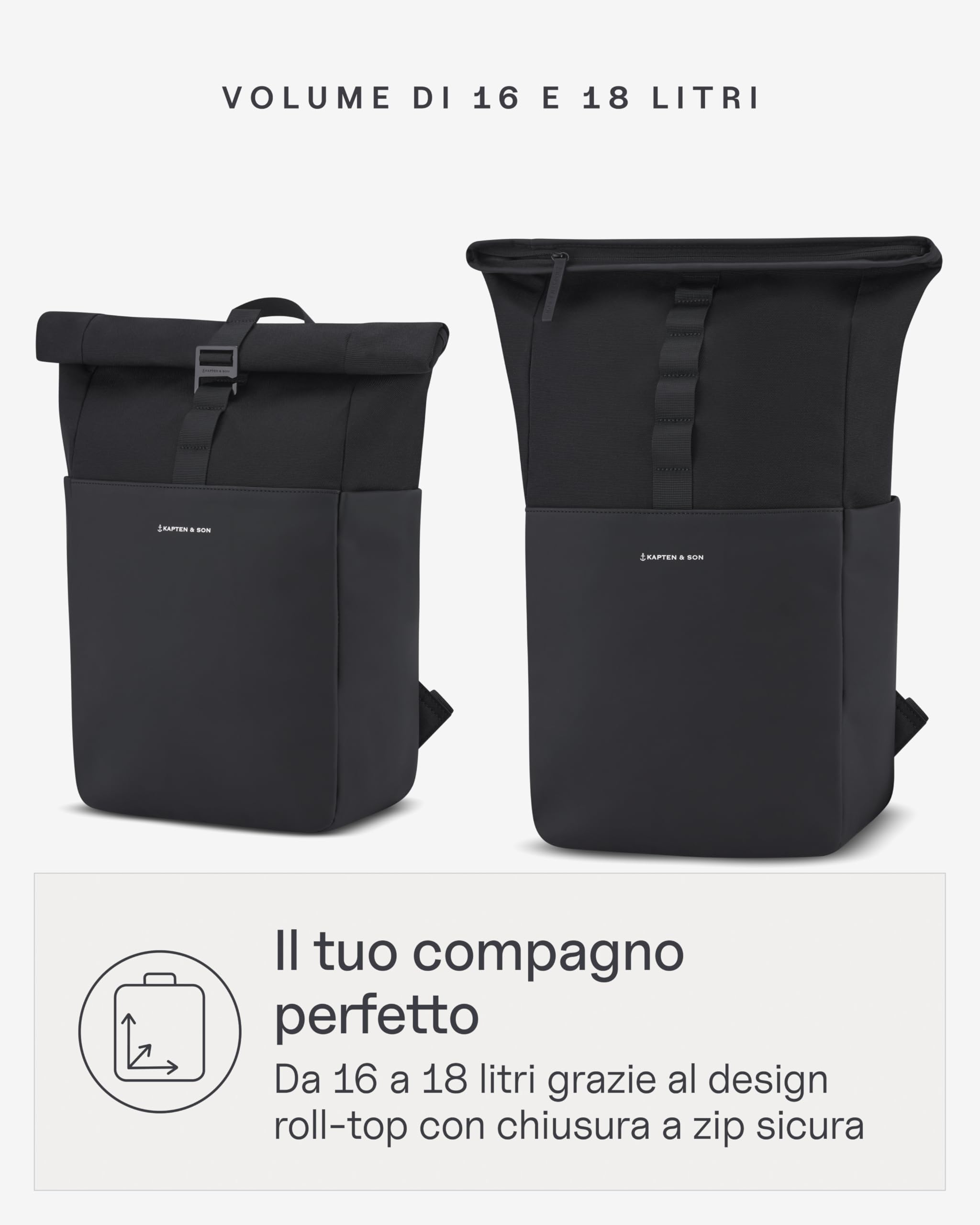 Kapten & Son Zaino Lund All Black | Donna & Uomo