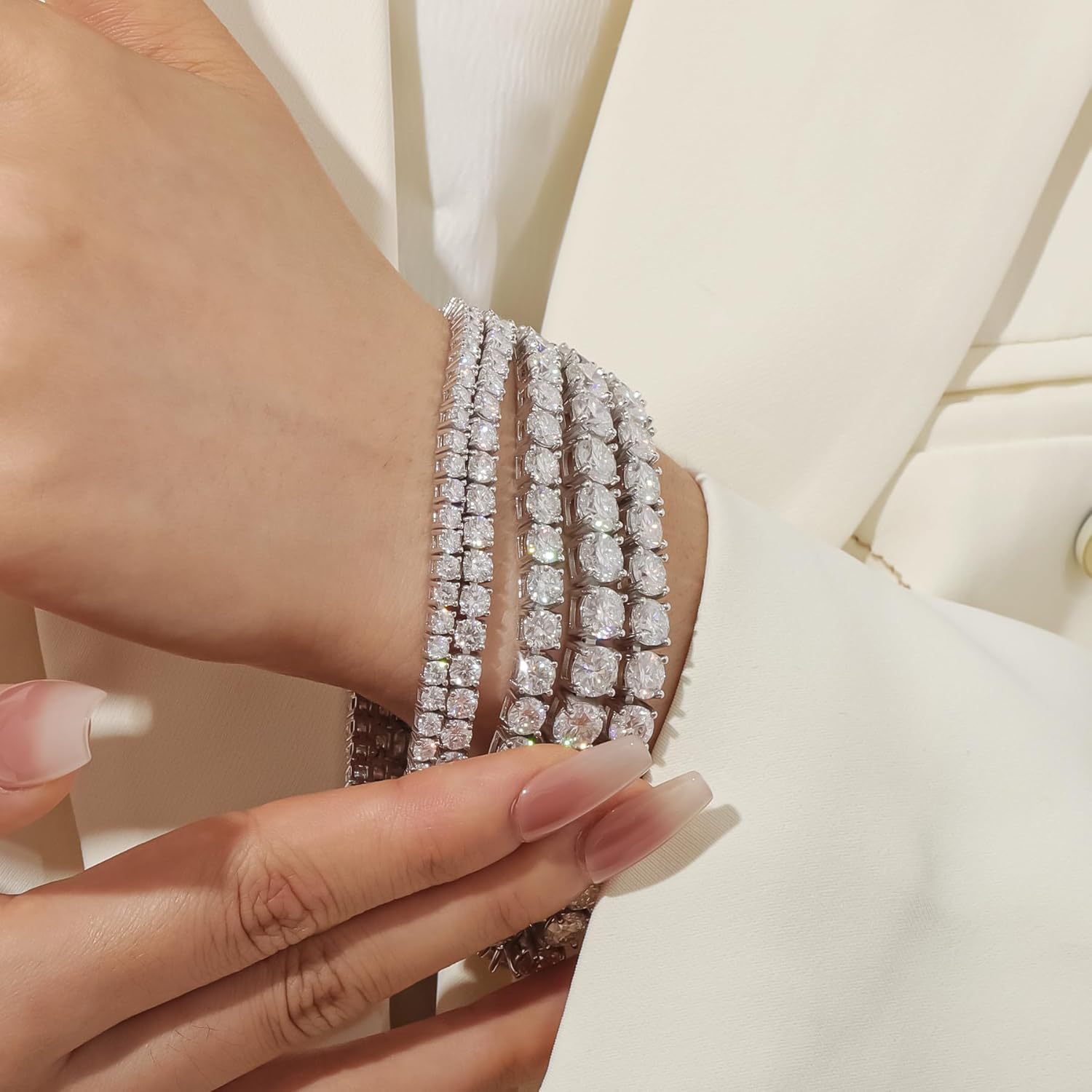 Gem's Beauty 2-6.5mm Moissanite Tennis Bracelet for Women mens Bracelets Gifts Diamond Tennis Bracelet Gifts