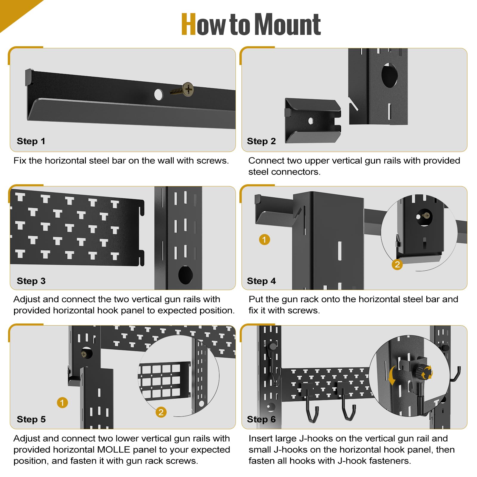 Snapklik.com : OneTigris Gun Rack Wall Mount, 100lbs Indoor Mounts ...