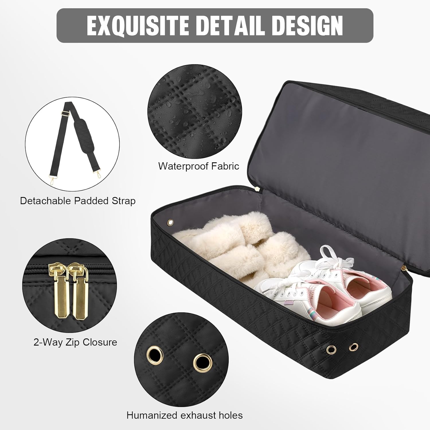 Travel Duffle Bag, Weekender Bags for Women with Shoe Compartment & Wet Toiletry Pocket , Carry on Overnight Hospital Bag for Woman Labor Delivery, Gym, Trip, Ideal Christmas Gift for Women Black - Image 4