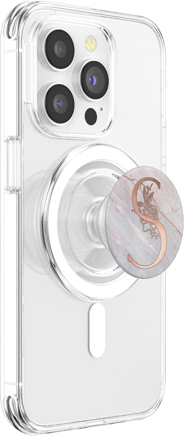Rose Pink Letter S First Initial Monogram AAN124 PopSockets PopGrip: Swappable Grip for Phones & Tablets PopSockets PopGrip for MagSafe