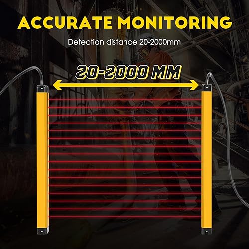 Miniatura 2 de CGOLDENWALL Cortinas de luz de seguridad ultrafinas de 0.472 in Pantalla de luz Sensor infrarrojo Rejilla de seguridad Punzonadora Protector