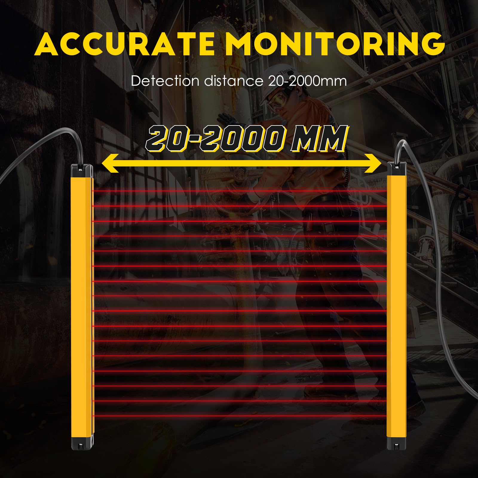 CGOLDENWALL 12mm Ultra-thin Safety Light Curtains Light Screen Infrared Sensor Safety Grating Punching Machine Protector Photoelectric protector Beam pitch:10mm (Beams: 16,Sensing height: 150mm)