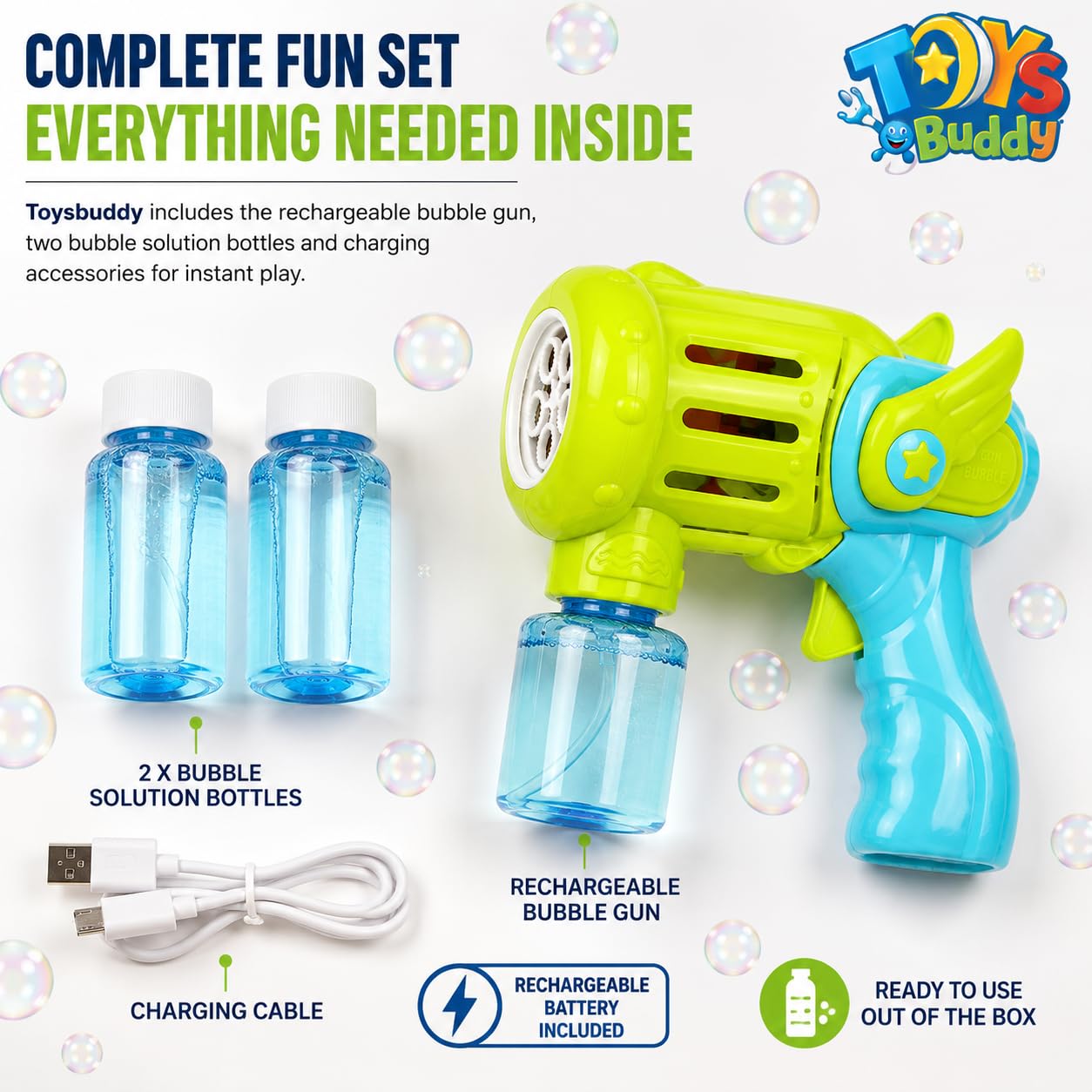 Toysbuddy Rechargeable Bubble Gun - Automatic Bubble Maker -7