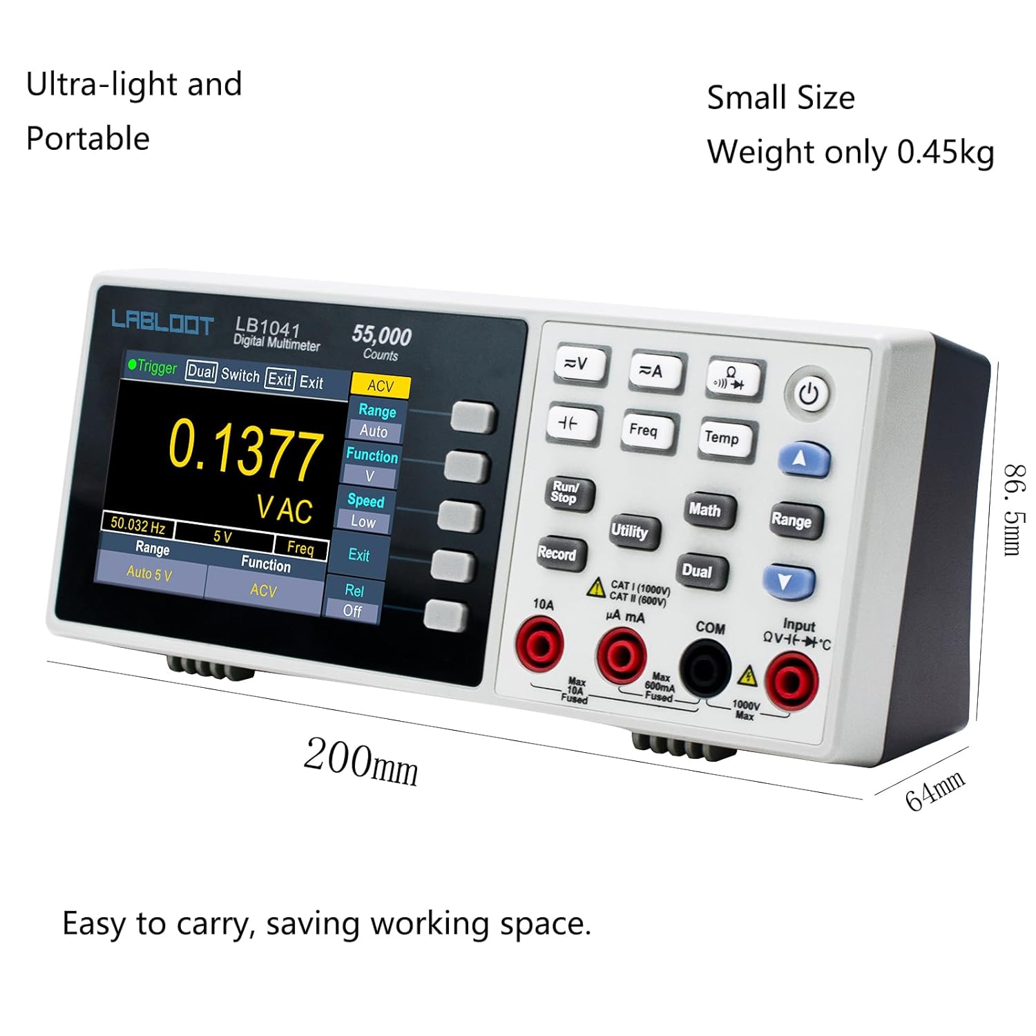 LB1041 Bench Digital Multimeter 55000 Counts DC/AC Voltmeter Ammeter HZ Temp Diode Continuity Tester Desktop Multimeters