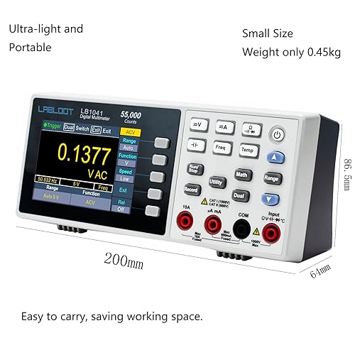 Miniatura 3 de LB1041 Multímetro digital de banco 55000 cuentas Voltímetro CC/CA Amperímetro HZ Probador de continuidad de diodo de temperatura Multímetros de