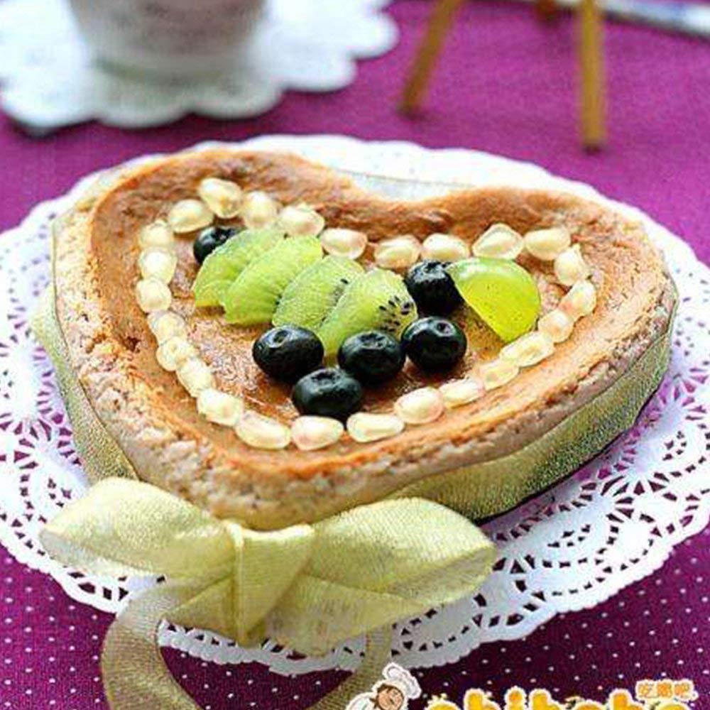 webake 4 Pollici Mini Stampo Crostata Mini teglie a Forma di Cuore Stampo Torta Antiaderenti Quiche Tins con Fondo Rimovibile Set di 4