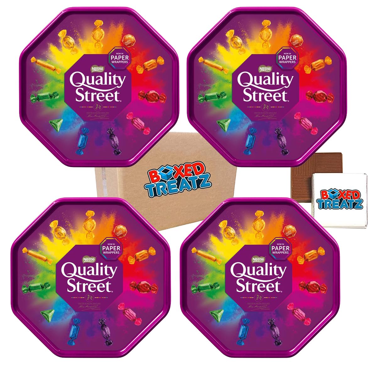 Quality Street Tubs Selection, Bulk Buy 1.2kg & Up to 2.4kg, A Great Way To Show Thanks & Appreciation, For Parties, Office Or Any Occasion, Boxed Treatz (Quality Street x 4 (2.4kg))