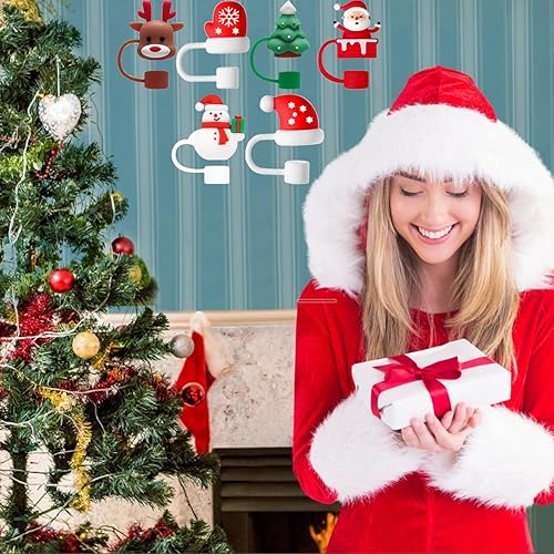 Miniatura 9 de Paquete de 6 fundas de popote de Navidad para popotes Stanley, tapas de paja Stanley de 0.4 pulgadas compatibles con vaso Stanley de 40 onzas con
