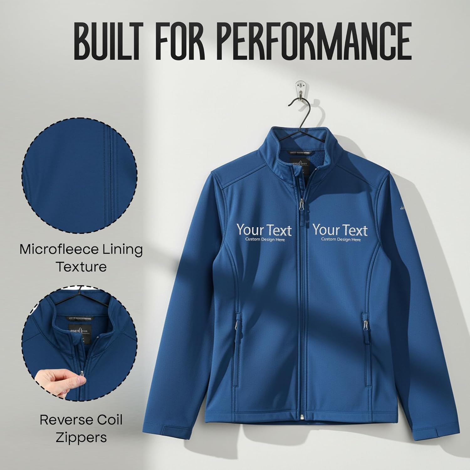Custom Men's Core Soft Shell Jacket | Wind & Water Resistant, Fleece-Lined, Embroidered Or Printed Logo