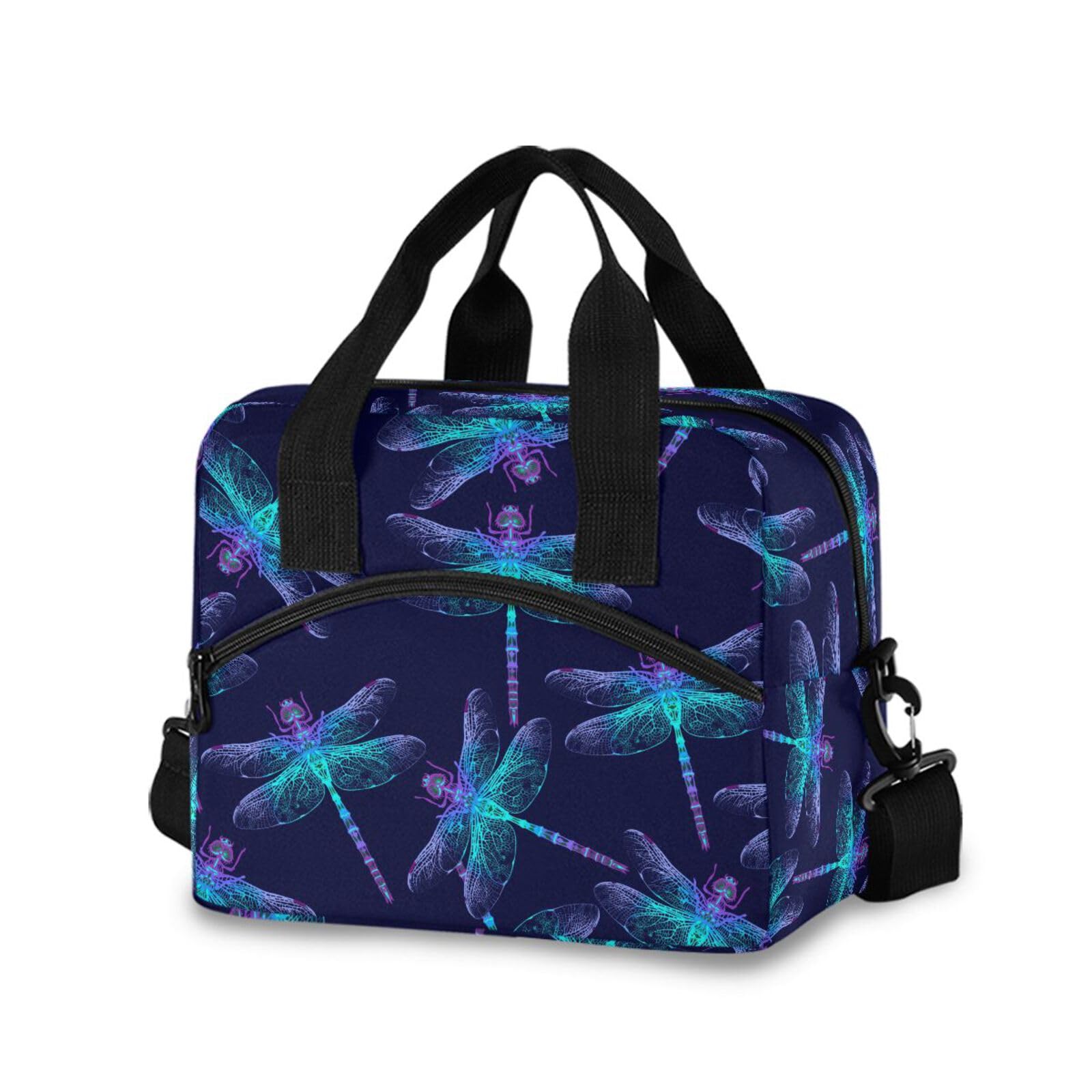 Sletend Dragonfly Lunch Bag Large Capacity Lunch Box for Man and Women, Crossbody Insulated Lunch Bag Reusable Cooler Bag