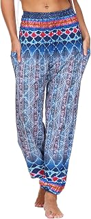 Womens Loose Yoga Pants with Pockets Pack Casual Trousers Baggy Yoga Pants Fashion Loose Pants Crazy Yoga Palazzo Pants for Women Pull on Trousers with Elasticated Waist