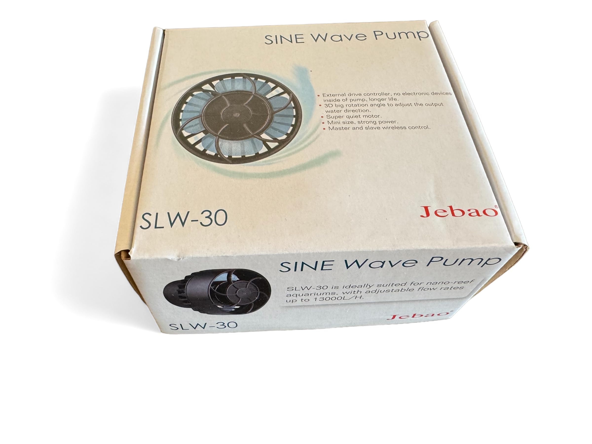 JEBAO SLW-30 Bomba de Circulación para Acuario 13000 L/H, Wave Maker Potente y Silencioso con Controlador, Ideal para Acuario Marino y Reef