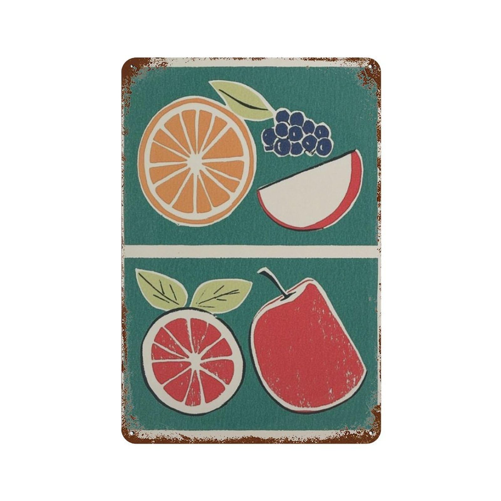 xiaoxiaoshen Fruit Kitchen Retro Food Botanical Work Mid Century Modern Wall Decor Art Metal Tin Poster Modern Home Decor Art Home Bar Shop Decorations Vintage Sign 30x20cm