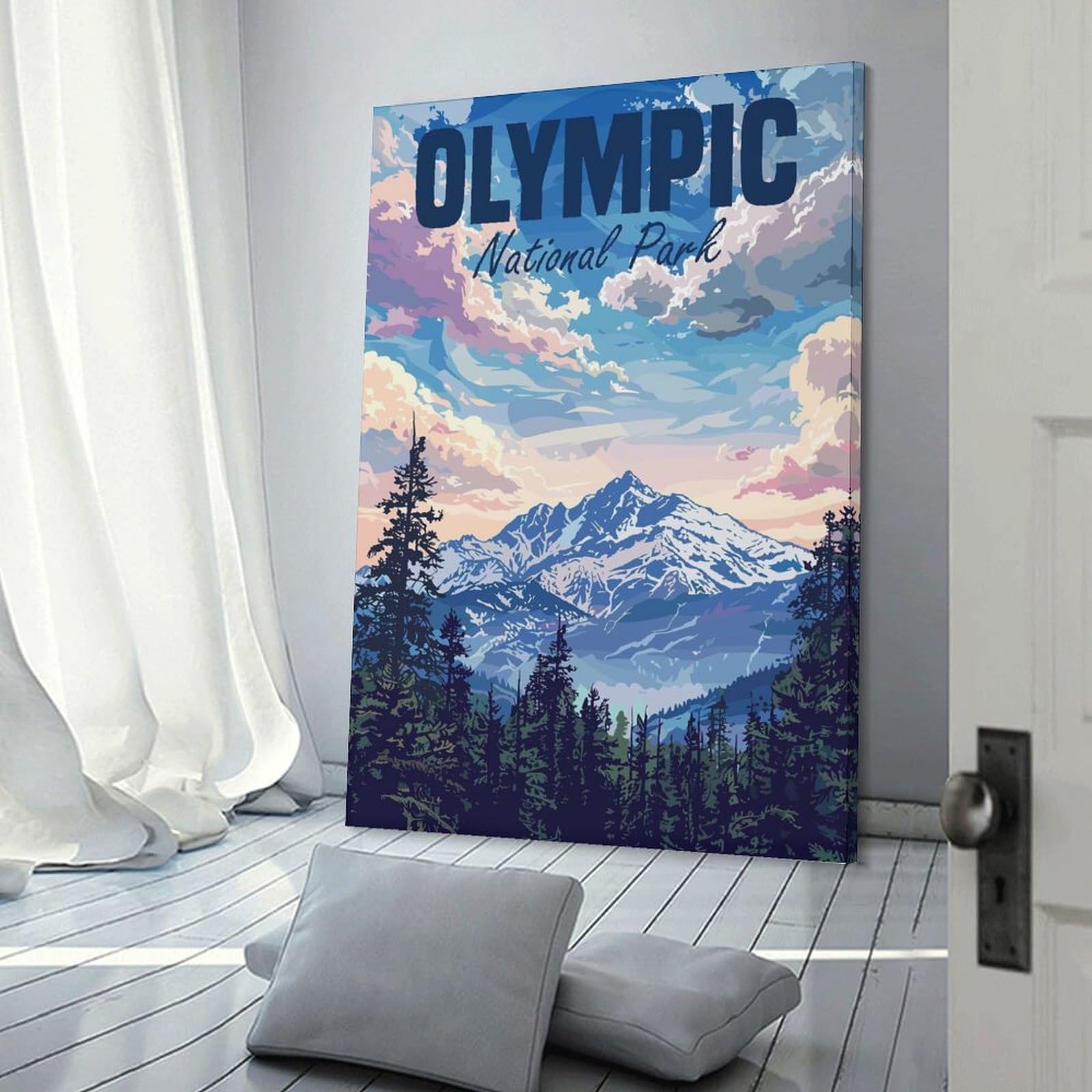 Junmoney Olympic National Park USA Canvas Art Print, 16x24inch(40x60cm), for Restful Interiors, Bedrooms Or Small Rooms, A Warm Accent for Relaxed Interiors
