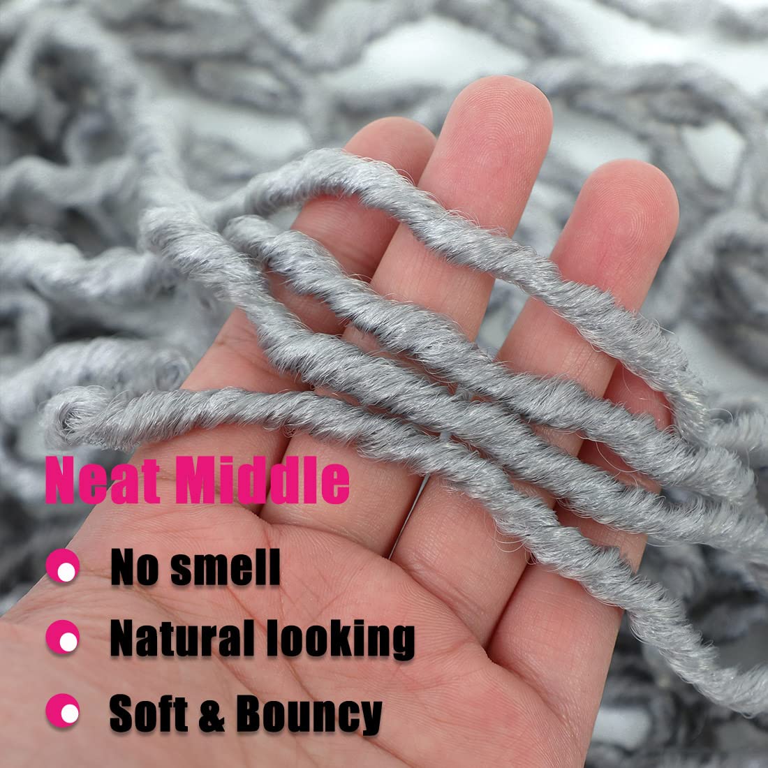 Faux Locs Crochet Hair 18Inch Soft Locs Braiding Hair 6Packs Pre Looped Crochet Hair Natrual Black Color for Black Women, No Smell (18 Inch, 6 Pack, Grey) …