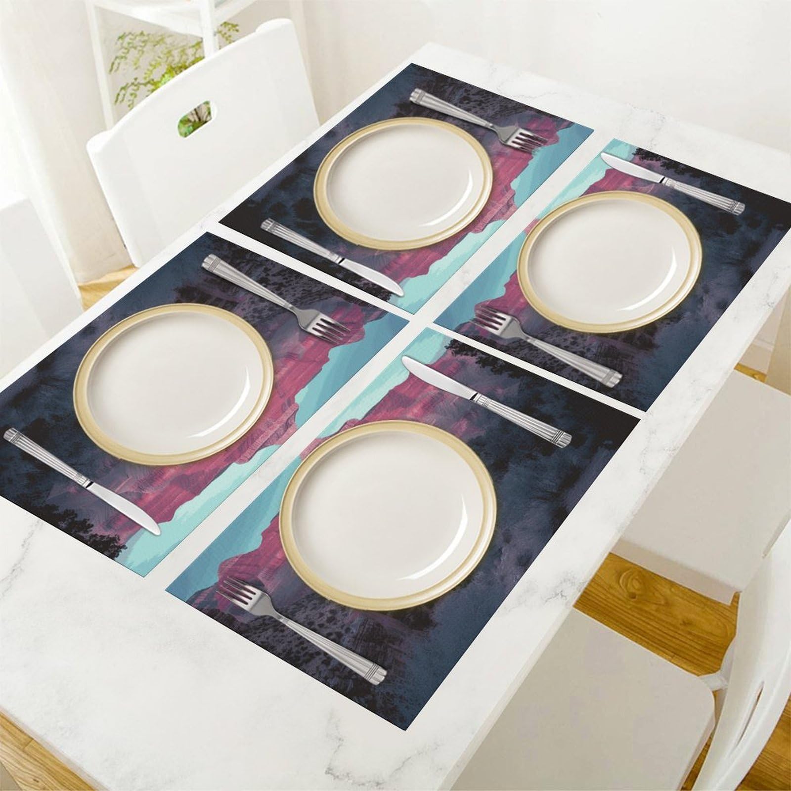 Grand Canyon - Set di 6 tovagliette in PVC, lavabili, resistenti al calore, antiscivolo, impermeabili, per tavolo da pranzo per interni ed esterni, cucina, feste