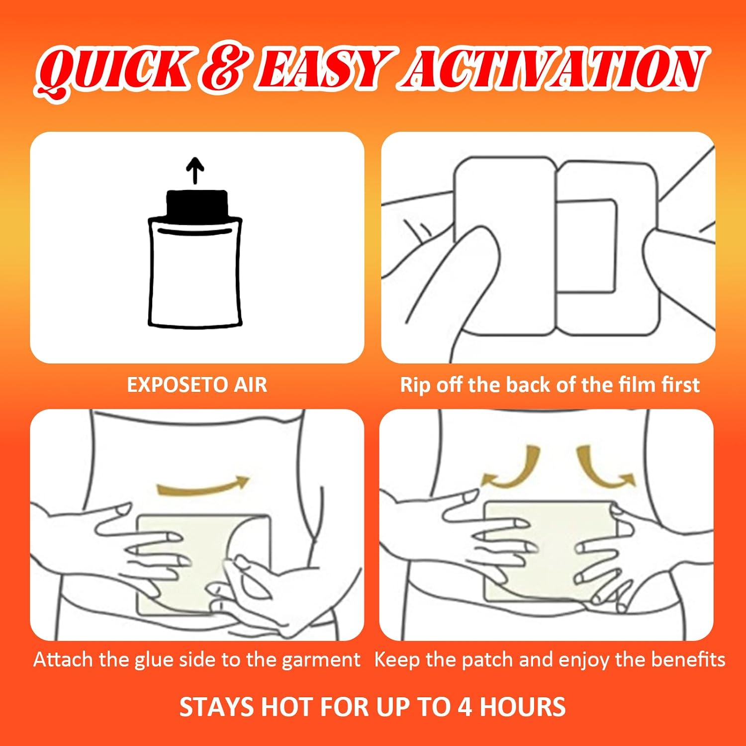 Hand Warmers，Long-Lasting Heat Therapy Patches，Ultra-Thin Discreet Design,Deep Penetrating Warmth,Odorless & Skin-Friendly, Up to 4 Hours Comfort，Fits Under Clothing
