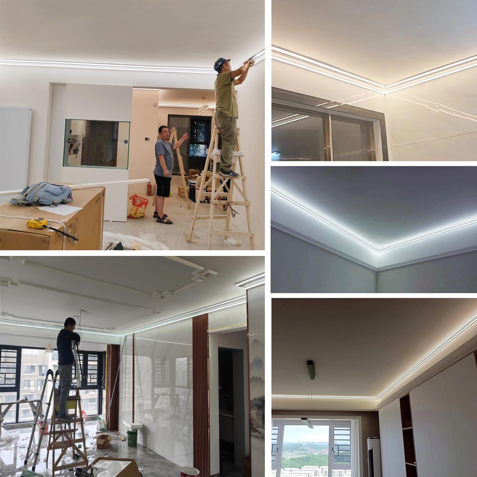 Listwa wykończeniowa sufitowa, aluminiowa listwa LED, dyfuzor świetlny, biała listwa sufitowa, dekoracja do oświetlenia pośredniego, 1 m, dekoracyjny kanał wykończeniowy sufitowy do domu