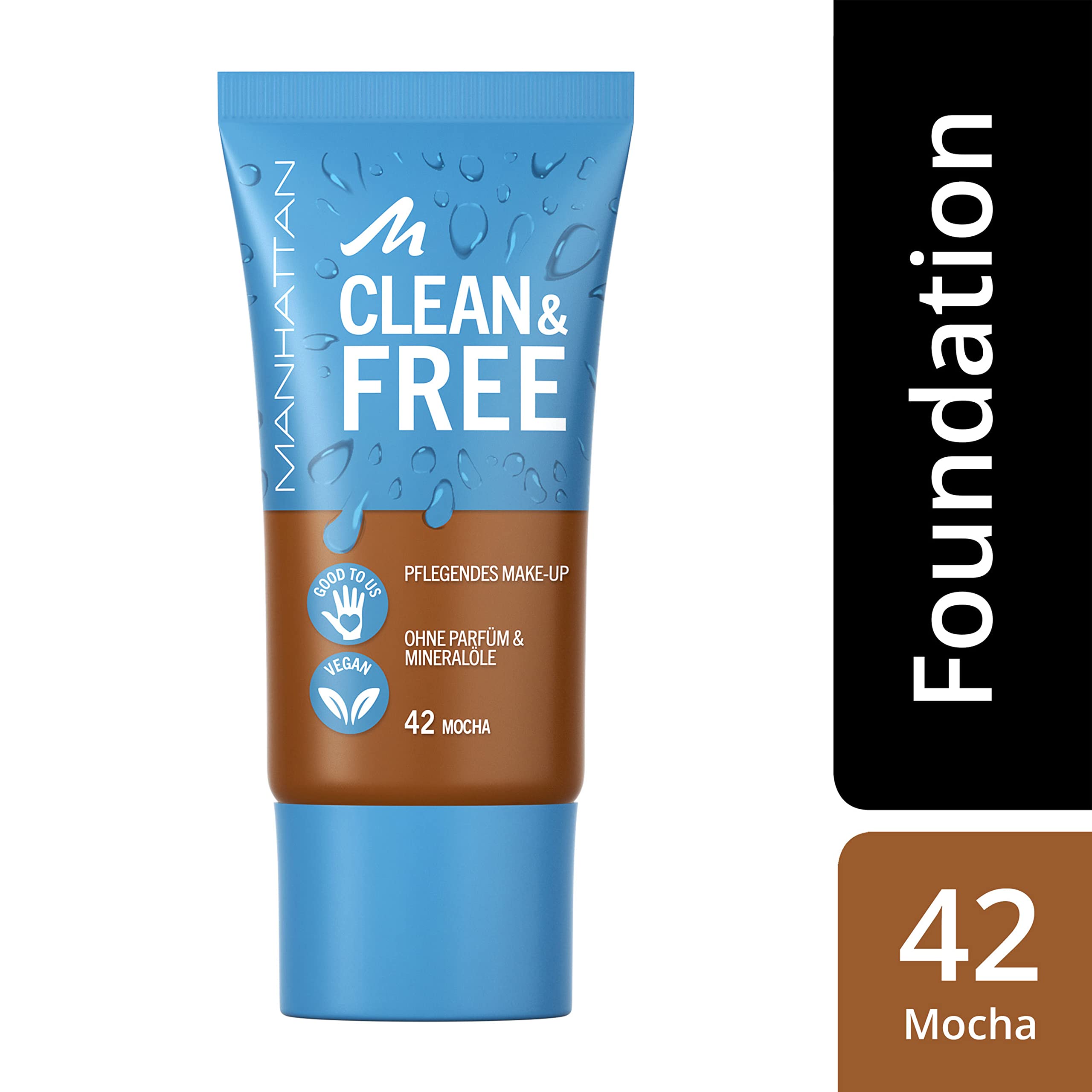 Manhattan Clean & Free Skin Tint Fb. 42 Mocha - Maquillaje hidratante, vegano, 30 ml