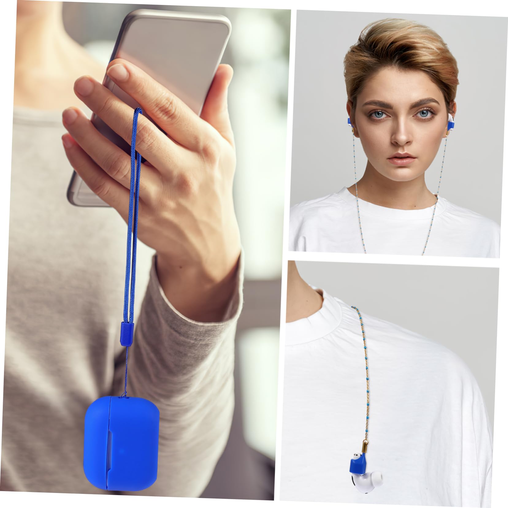 BESTonZON 5Szt bezprzewodowe etui na słuchawki smycz silikonowa łańcuszek do smyczy anty-zgubiona smycz do słuchawek Moda Smycz na klucze naszyjnik pudełko na słuchawki pro2