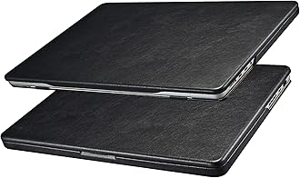 ICARER MacBook Air 15 Case (2023-2025), Premium Leather Case for Model 2025 M4 A3241 2024 M3 A3114, 2023 M2 A2941, with Touch Bar & Touch ID Compatible for Apple MacBook Air 15.3 inch (Black)