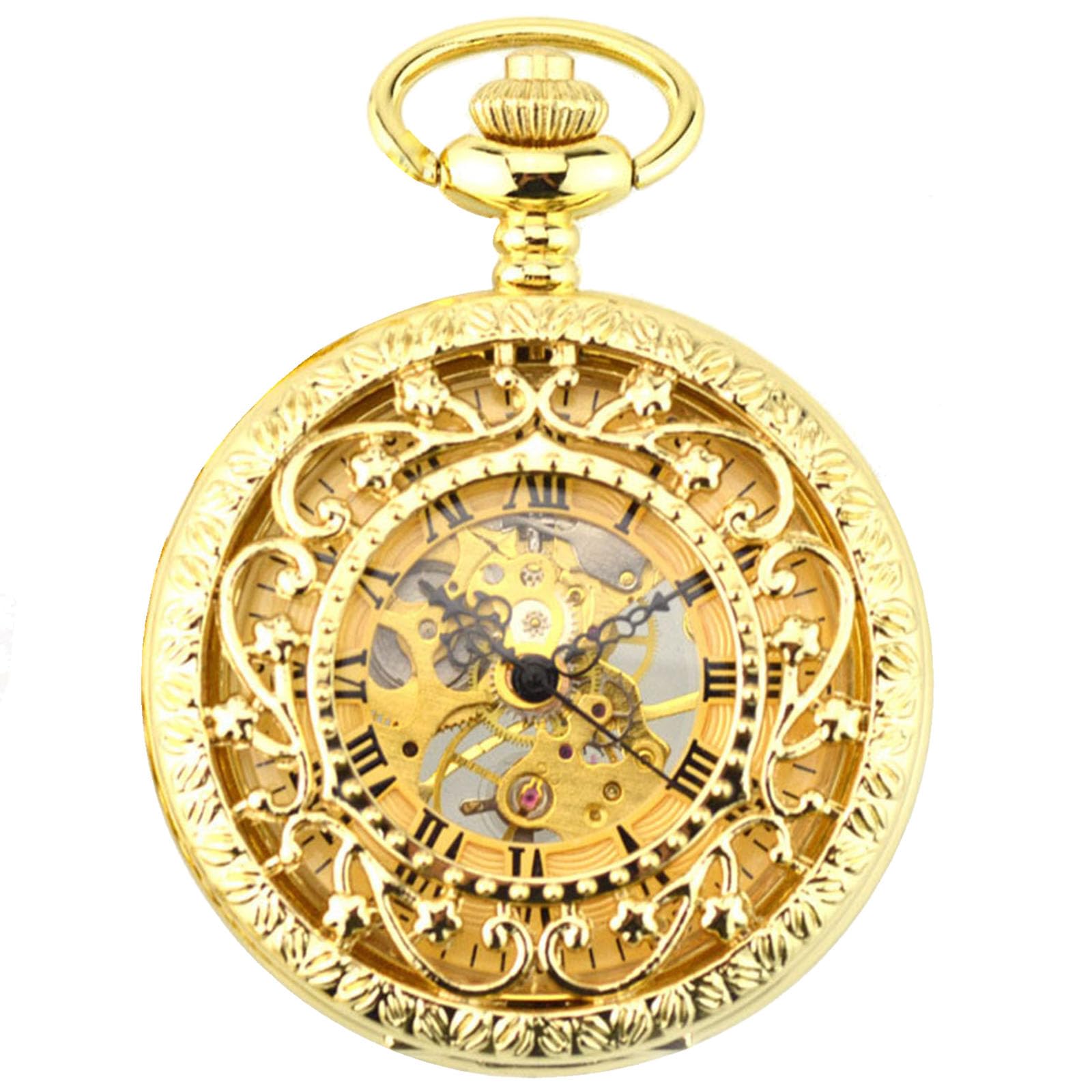 Mechanical Pocket Watch for Men Skeleton Flower Hook Pocket Watches with Gift Box for Him Husband Son Dad Father Gifts-image-35