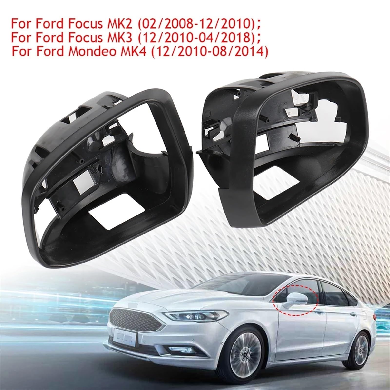 Cubierta De Espejo Retrovisor Para Ford Focus MK2/MK3 Y Mondeo MK4 - Color Negro Mate, Lado Izquierdo O Derecho
