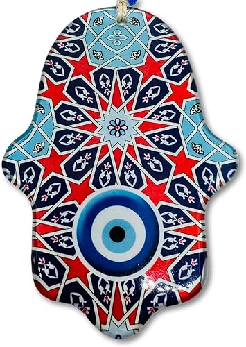 Macroria Paquete de 3 cajas de regalo hechas a mano con protección ocular Fusion Hamsa Hand Evil Eye, adornos de decoración de pared con