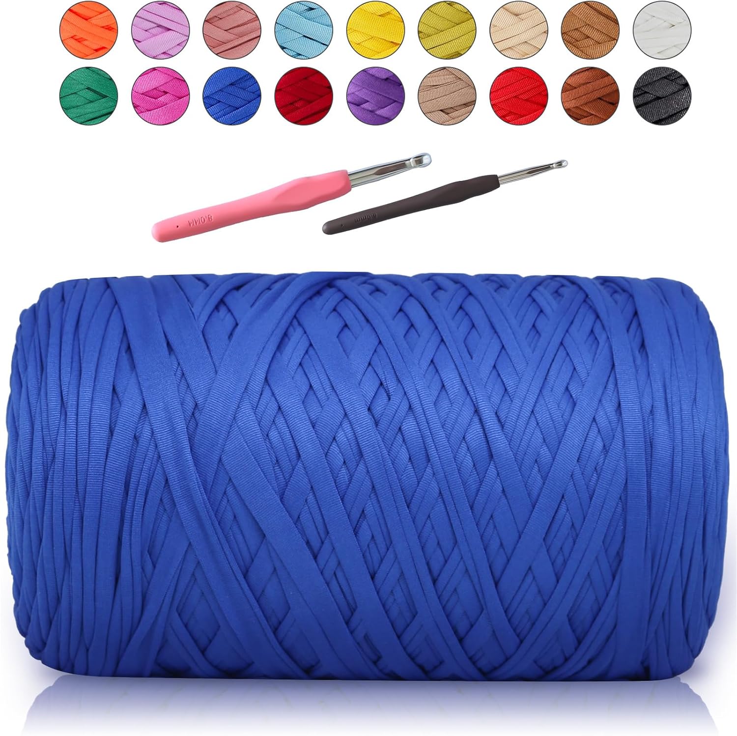 MESTOON T-Shirt Yarn Bulk for Crocheting (1000g/295YDS),Soft Elastic Tshirt Cloth for Crafts and DIY Knitting Crocheting/Bag/Basket/Coaster, Polyester Fabric Chunky Thick Yarn (2, Khaki)