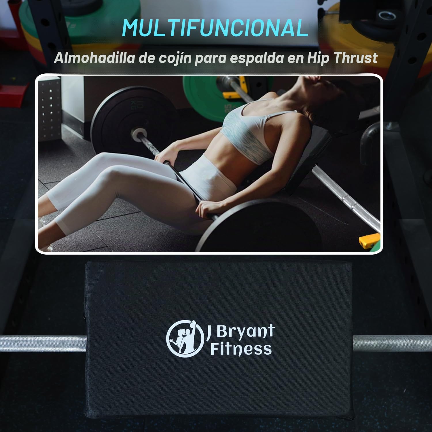 J Bryant Almohadilla de empuje de cadera – Almohadilla protectora de espuma cuadrada extra gruesa para levantamiento de pesas, equipo de gimnasio en casa de primera calidad para empujes de cadera y