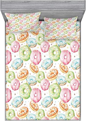 Miniatura 72 de Ambesonne Juego de sábanas bajeras y fundas de almohada, deliciosos tacos con verduras, cocina folclórica, ingredientes de recetas de comida Beige