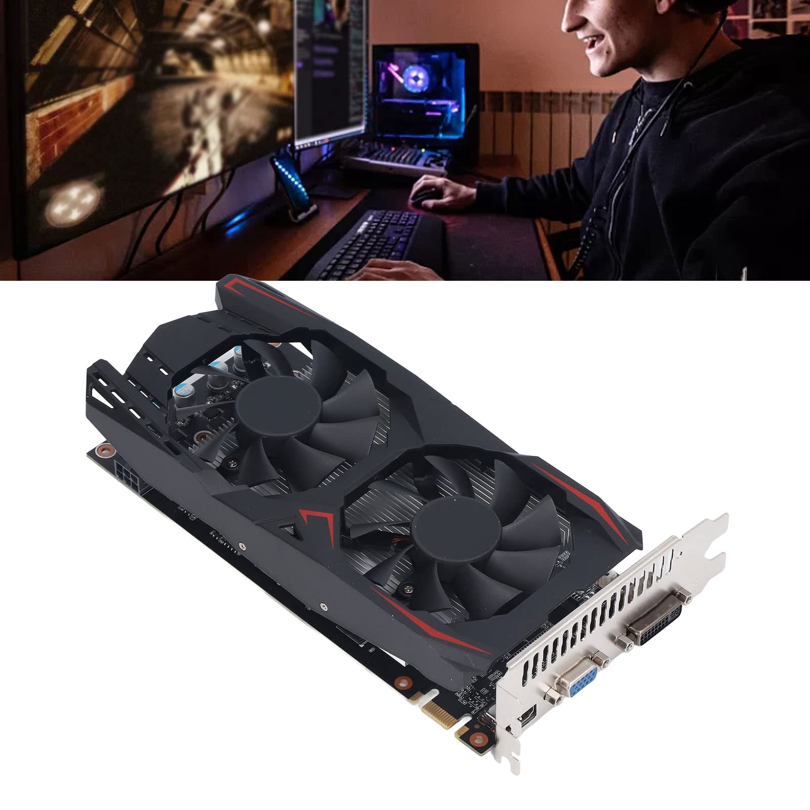 Karta Graficzna 550TI, 1,5 GB GDDR5 192Bit Podwójny Wentylator Niski Poziom Hałasu Karta Graficzna Komputera Stacjonarnego, Obsługa Wyjścia Wyświetlacza DP, DVI, HDMI