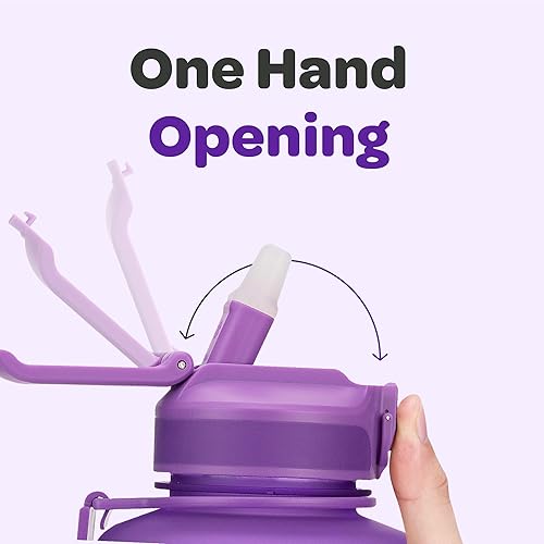 Miniatura 7 de Hydracy Botella de agua motivacional con tiempos para beber y pajilla, tamaño grande, 64onzas, sin bisfenol A, con funda para sudor, a prueba de