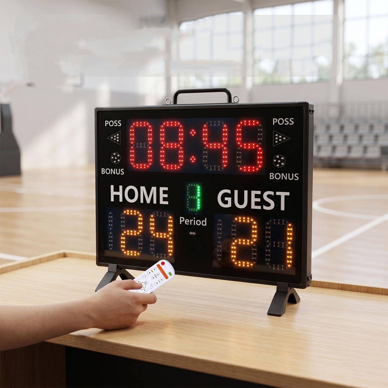 ViaGasaFamido Tabellone Segnapunti Elettronico per Basket di Punteggio con Telecomando a 11 Cifre Adatto per Eventi Sportivi All'aperto Costruzione Leggera in ABS