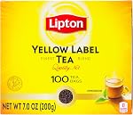 Lipton Yellow Label Pure Black Tea - 100 Count (Pack of 1), Bold and Refreshing, 100% Rainforest Alliance Certified, Caffeinated, Enjoy Hot or Iced