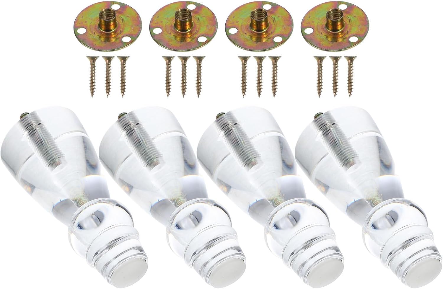 Amosfun 4 Pcs Acrylic Furniture Legs for Cabinets Sofa Coffee Table Mid Century Replacement Feet with Iron Mount Hardware Set for Home DIY