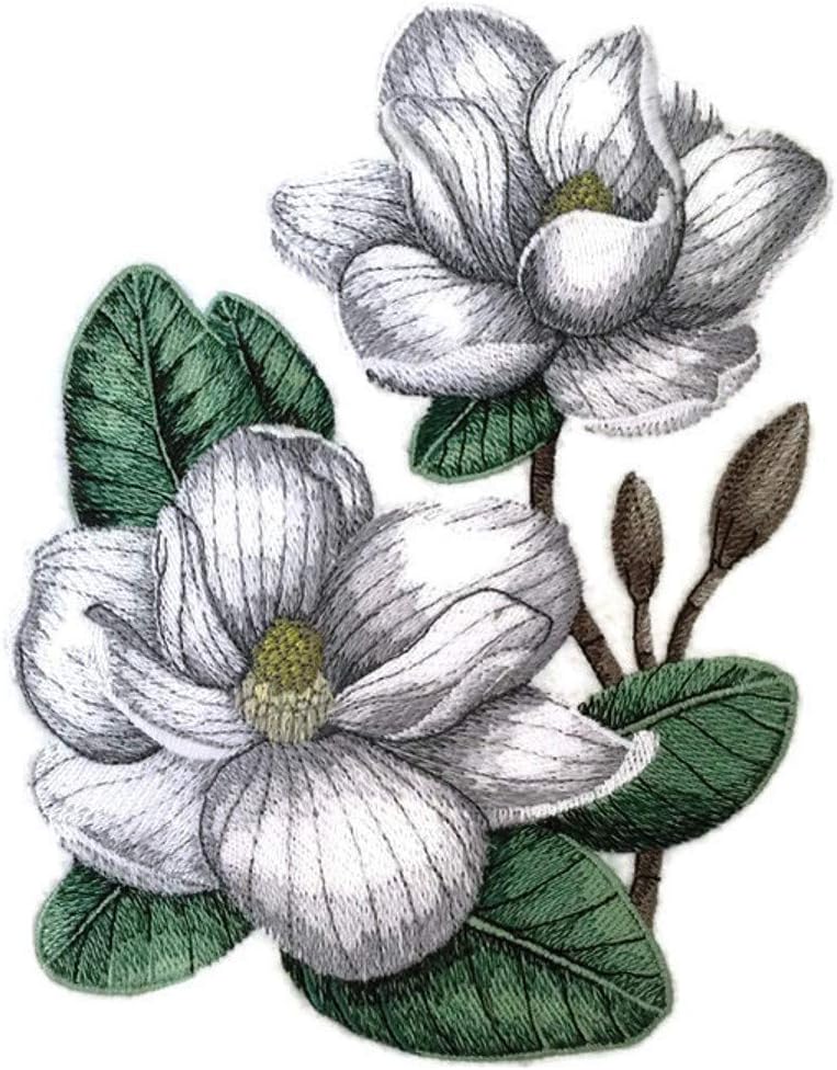 Custom and Unique Garden's Best Delight Flower [ Magnolia Blooms ] Embroidered Iron on/Sew Patch [ 5.85"(w) x 7.51"(h])) ] [Made in USA]