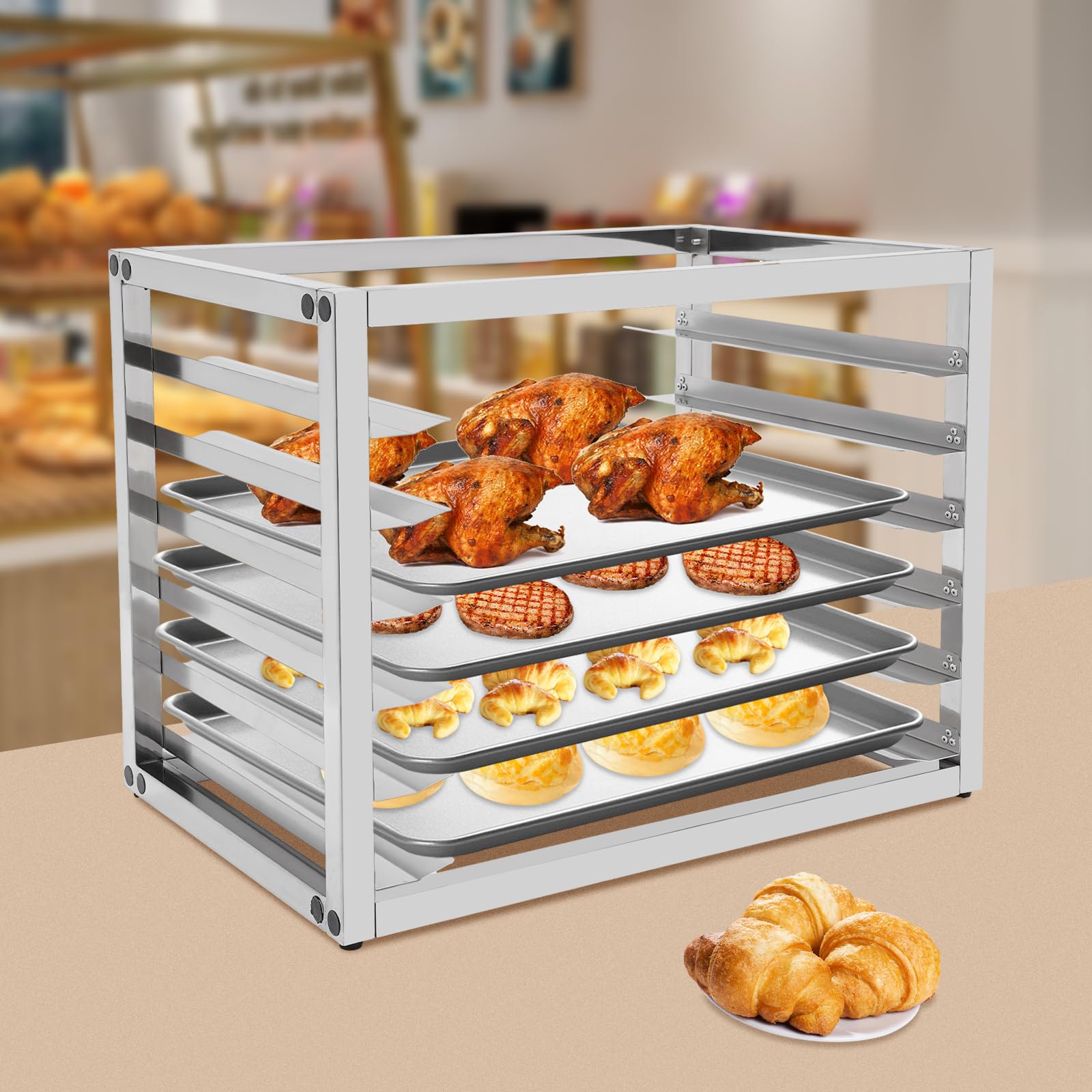 Generic Indoor/Outdoor Folding Iron 4-Shelf Bakers Rack in Bronze with Lattice Shelves