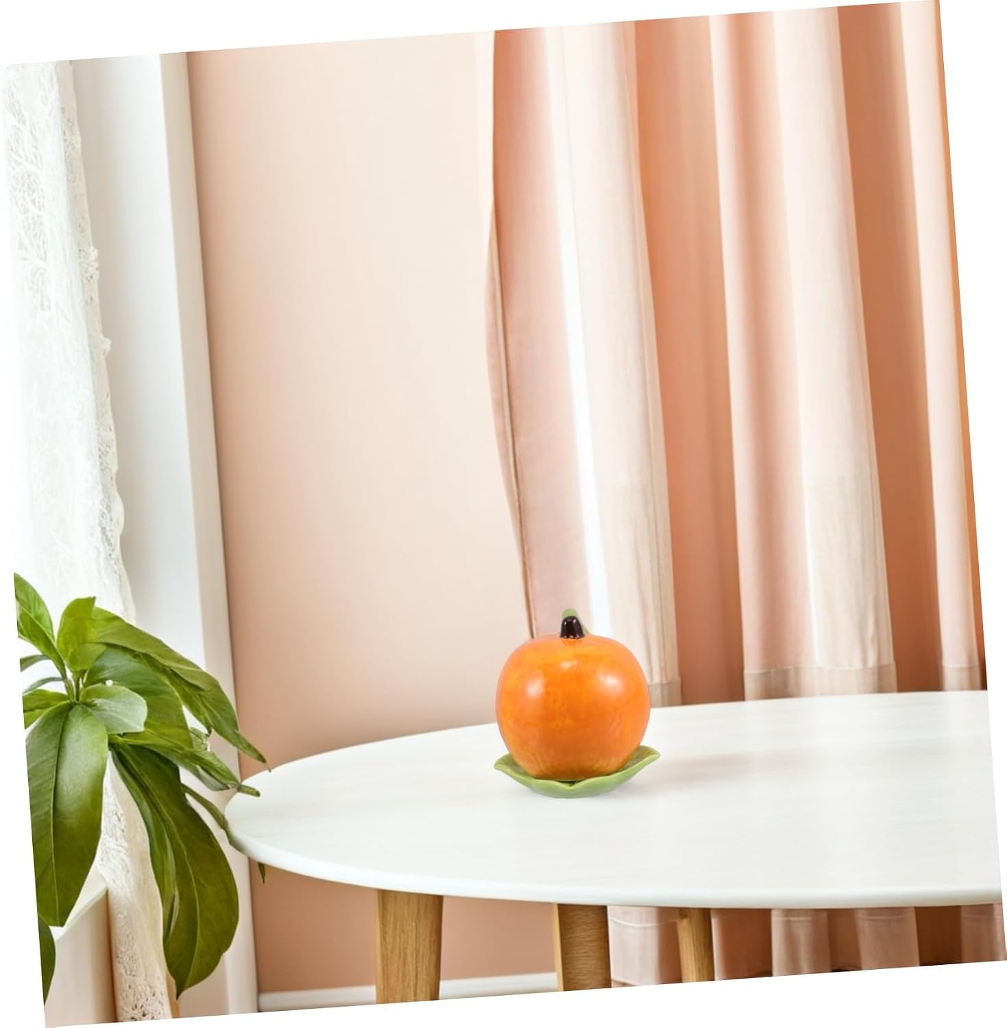 Ciieeo Fruit Shaped Orange Ceramic Toothpick Holder Dispenser with Lid Cotton Swab Storage Container for Kitchen and Restaurant Table Decor