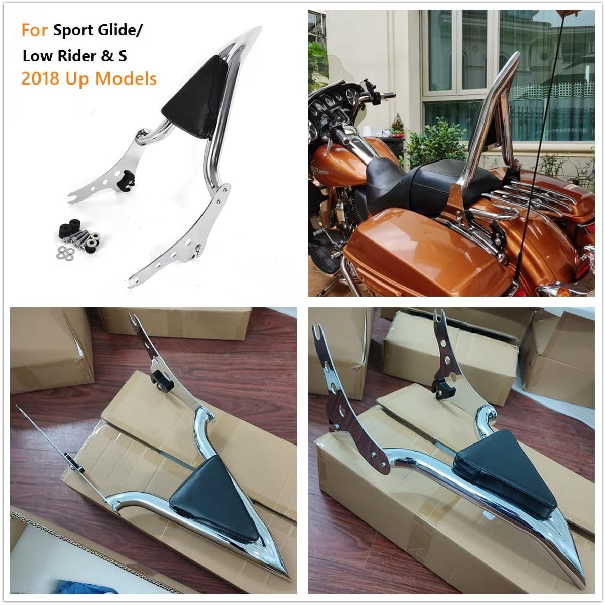 Chrome18-25 Low Rider Sissy Bar Backrest for Harley Softail FXLR FXLRS FLSB 2018-2025 Sport Gilde Low Rider S Detachable Rear Passenger Sissybar 22"