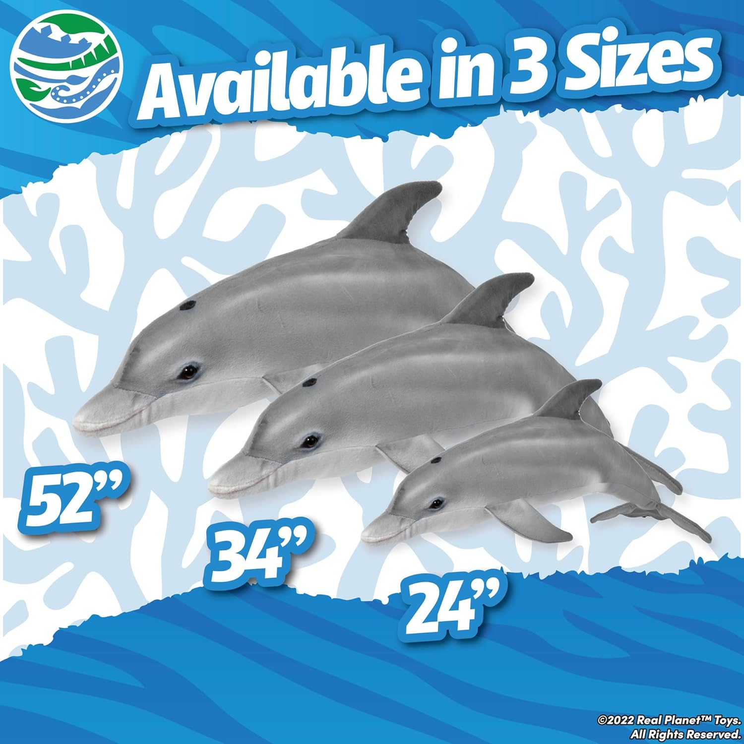 Real Planet 34" Dolphin Plush - Realistic Gray Dolphin Stuffed Animal, Cute Stuff Plush Animals Gift for Kids, Giant Stuffed Animals for Girls Pillows for Kids